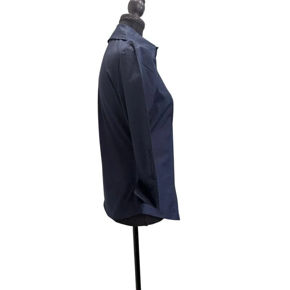 Carla Rockmore Collection The Essential Button Down Shirt Navy Size Small - Picture 6 of 10